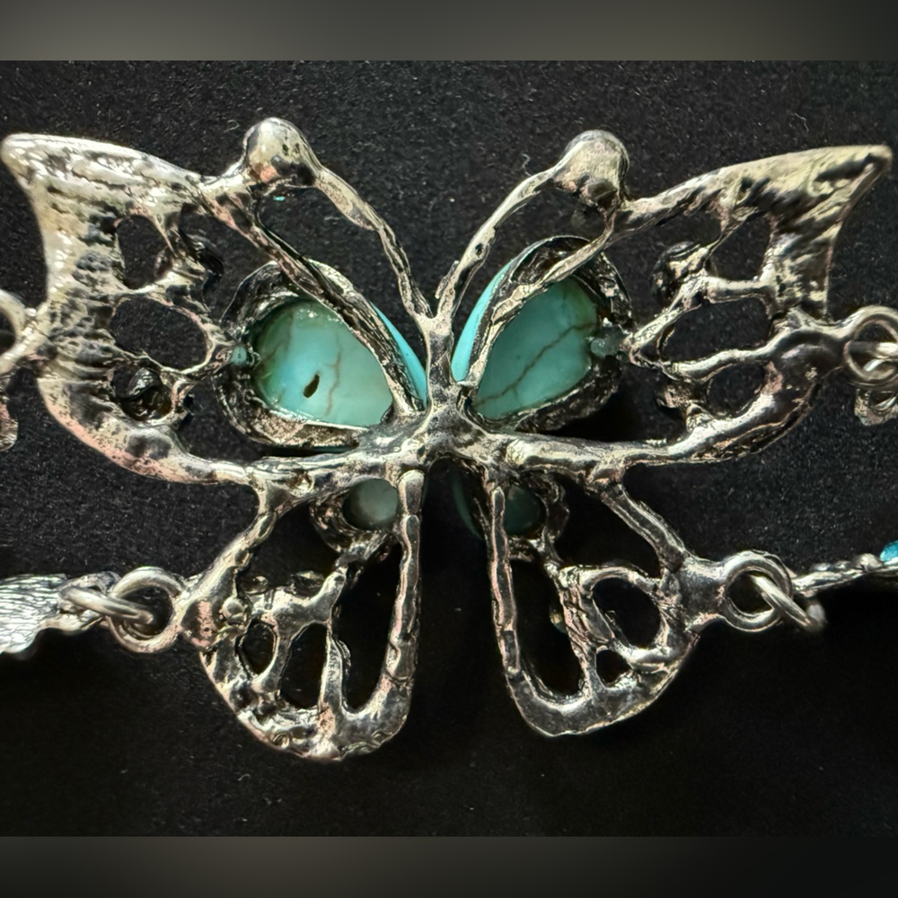 Turquoise & silver Butterfly Bracelet costume - Picture 2 of 7